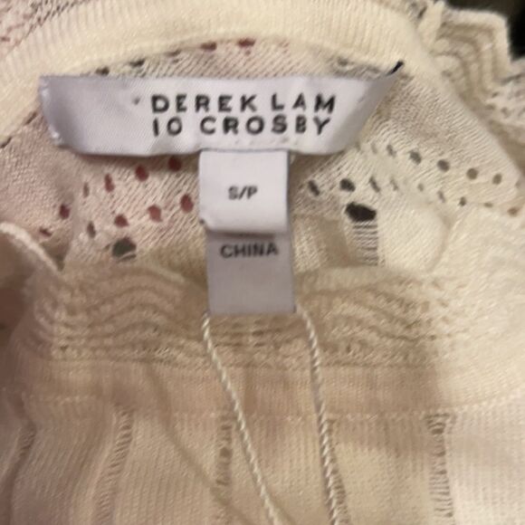 Derek Lam 10 Crosby Ivory Wool Blend Scalloped Neck Lightweight Sweater Sz S - Picture 7 of 13
